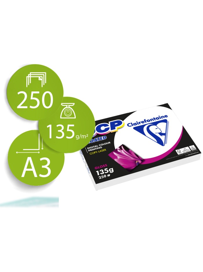Papel fotocopiadora color dcp coated glossy din a3 135 gramos paquete de 250 hojas Papel fotocopiadora color dcp coated glossy din a3 135 gramos paquete de 250 hojas