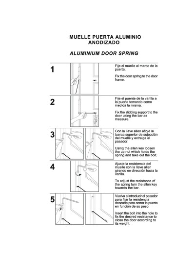 Muelle Puerta Wolfpack Aluminio Anodizado Dorado (Blister 1 Pieza)