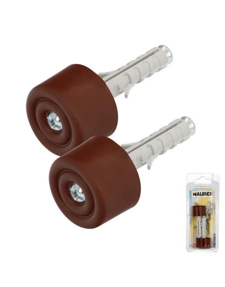 Tope Puerta Con Taco Nylon Marron  (Blister 2 Piezas)