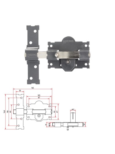 Cerrojo b-3 llave y pulsador pasador de 161mm cilindro redondo de 70mm