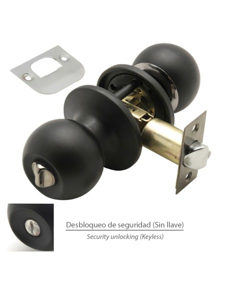 Pomo Puerta Wolfpack Con Condena Negro Para Baños