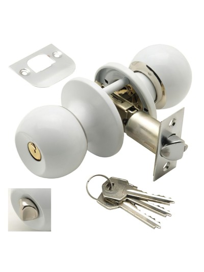 Pomo Puerta Wolfpack Con Llave Con Condena Blanco Para Entrada