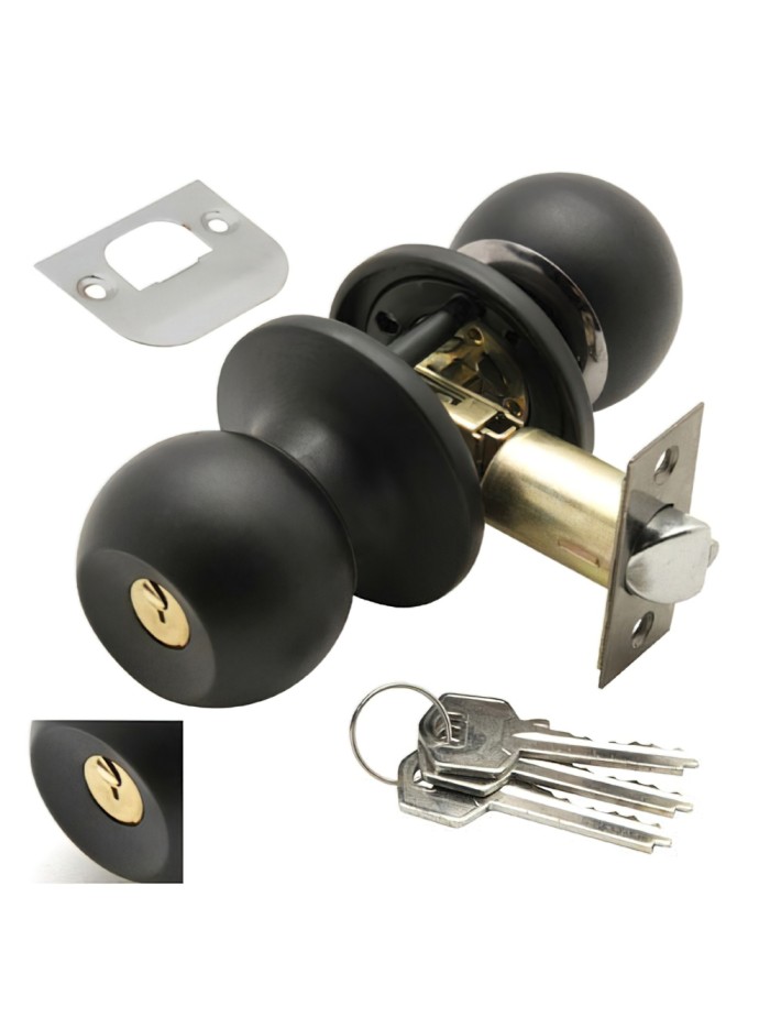 Pomo Puerta Wolfpack Con Llave Ambos Lados Negro