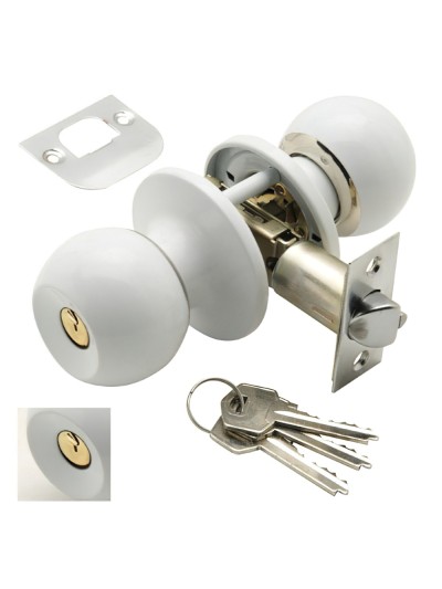 Pomo Puerta Wolfpack Con Llave Ambos Lados Blanco