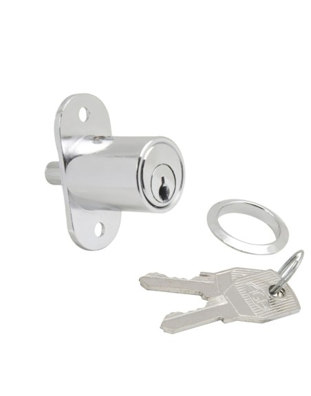 Cerradura Puerta Corredera Pulsador 147/27 mm.  Cromado
