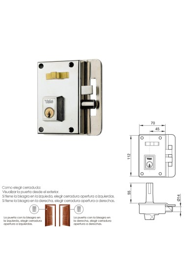 Cerradura Yale   10-hn/ Derecha
