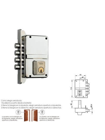 Cerradura Yale    8-0-hn/ Izquierda