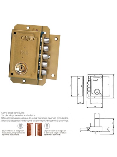 Cerradura Fac S 90           Pintada  Derecha