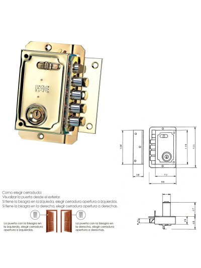 Cerradura Fac S 90           Dorada Derecha