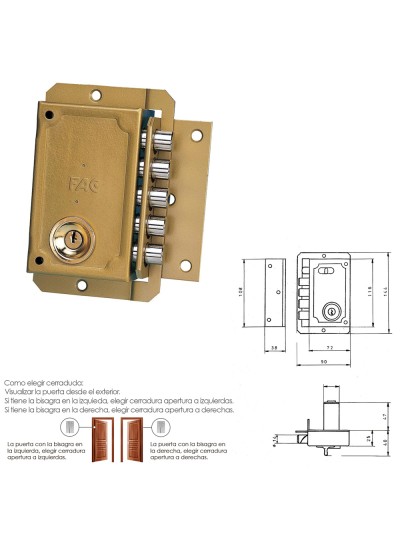 Cerradura Fac S 90/c Pintada  Derecha