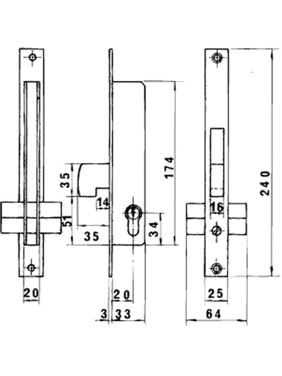 Cerradura Lince 5592         Hn/20 mm.