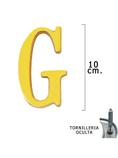 Letra Latón "G" 10 cm. con Tornilleria Oculta (Blister 1 Pieza)