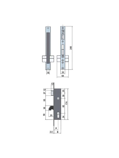 Cerradura Lince 5570-20    Frente Inoxidable