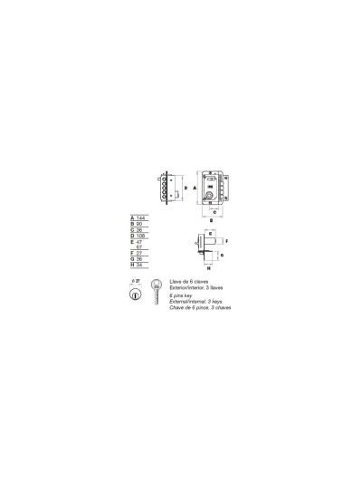 Cerradura Fac S 90 Pintada Derecha   Bombin 70