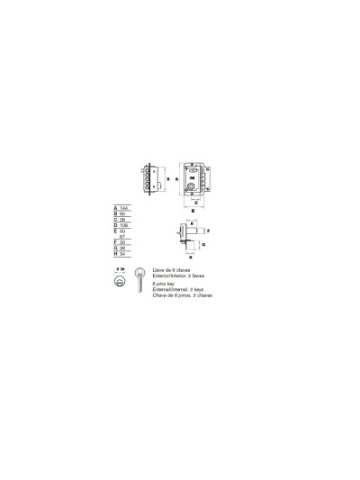 Cerradura Fac S 90 P Pintada Derecha Bombin 70