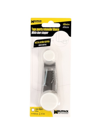 Tope Puerta Adhesivo con Retenedor Blanco