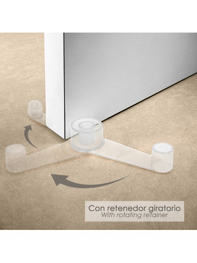 Tope Puerta Adhesivo con Retenedor Transparente