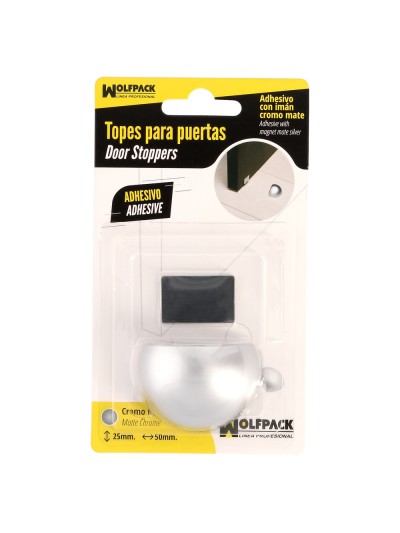 Tope Puerta Adhesivo con Imán Retenedor Cromo Mate