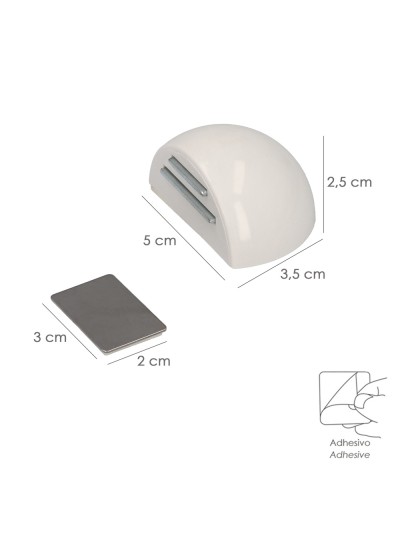 Tope Puerta Adhesivo con Imán Retenedor Blanco
