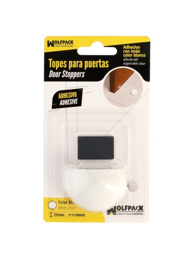 Tope Puerta Adhesivo con Imán Retenedor Blanco