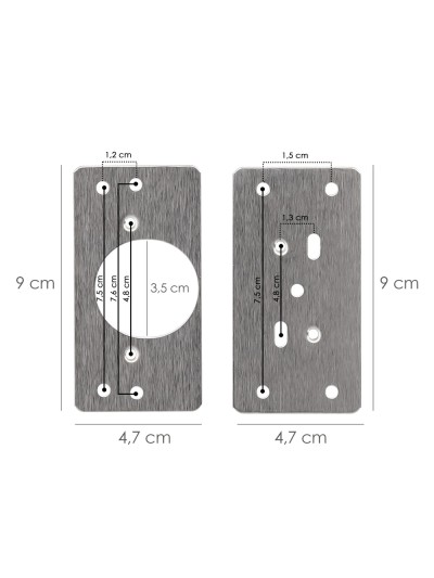 Placas de Reparacion Bisagras Cazoleta 4,7x9 cm. 2 piezas. Placa Repara Puertas, Placa Reparación Bisagras Mueble
