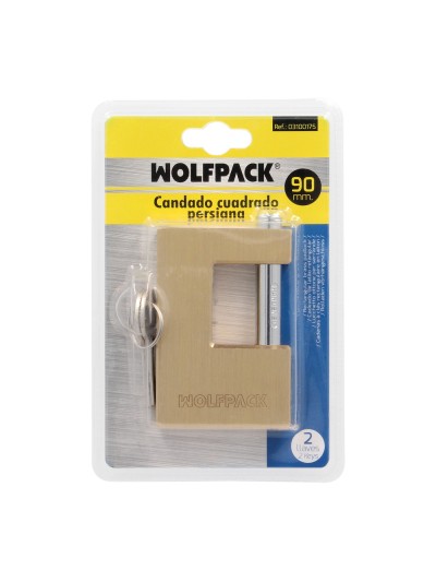 Candado Cuadrado Latón Persiana Ancho 70 mm. Alta Seguridad, Antirrobo Puertas, Contenedores, Trasteros, 2 Llaves