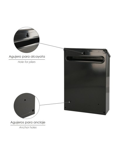 Buzon Exterior Residence 205 x 300 x 70 mm. Negro