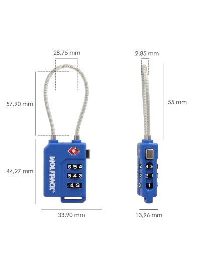 Candado Seguridad Equipaje Tsa 3 Digitos Con Cable Acero. Candado Combinación, Maleta, Viaje, Mochilas, Seguridad