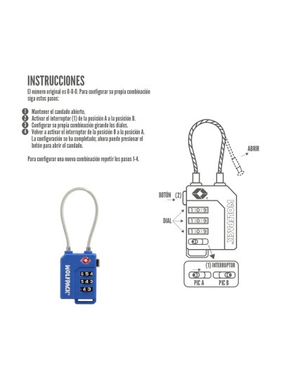 Candado Seguridad Equipaje Tsa 3 Digitos Con Cable Acero. Candado Combinación, Maleta, Viaje, Mochilas, Seguridad