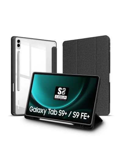 Funda tablet sublim clear shock case para samsung galaxy tab s9+ - s9 fe+ 12.4 pulgadas negra