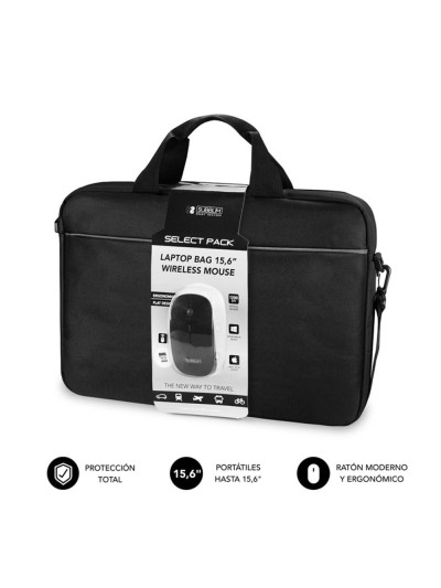 Maletin + raton subblim para portatil 15.6 pulgadas negro