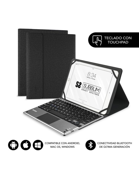Funda + teclado subblim keytab pro para tablet 9.6 pulgadas - 10.8 pulgadas negro