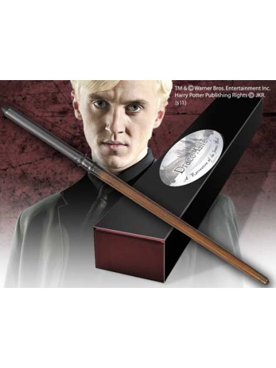Replica the noble collection harry potter draco malfoy varita con caja y placa de identificacion