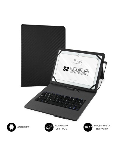 Funda + teclado subblim para tablet 10.1 pulgadas negro