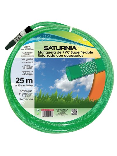 Manguera Latflex Reforzado 15 mm. -  5/8" Rollo 25 Metros Con Accesorios