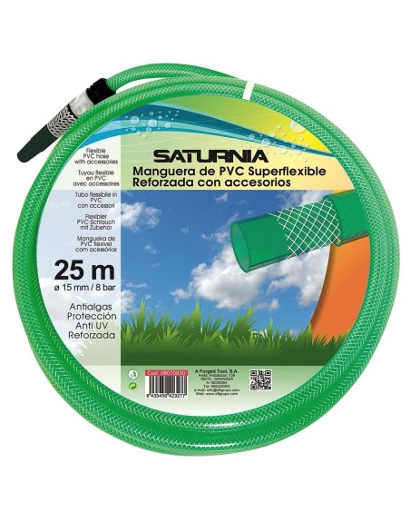 Manguera Latflex Reforzado 15 mm. -  5/8" Rollo 25 Metros Con Accesorios