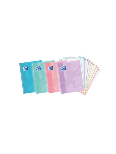 Cuaderno espiral oxford europeanbook 10 touch tapa extradura din a4+ 150 hojas cuadro 5 mm colores pastel
