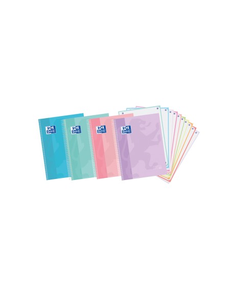 Cuaderno espiral oxford europeanbook 10 touch tapa extradura din a4+ 150 hojas cuadro 5 mm colores pastel