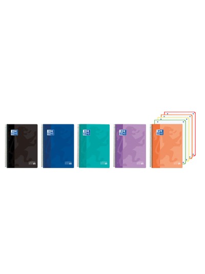 Cuaderno espiral oxford europeanbook 4 classic tapa plastico din a5+ 120 hojas cuadro 5 mm colores vivos