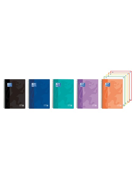 Cuaderno espiral oxford europeanbook 4 classic tapa plastico din a5+ 120 hojas cuadro 5 mm colores vivos