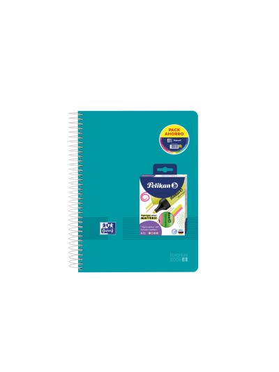 Cuaderno espiral oxford europeanbook 8 tapa polipropileno live&go din a4+ 120h cuadro 5 mm + pack 4