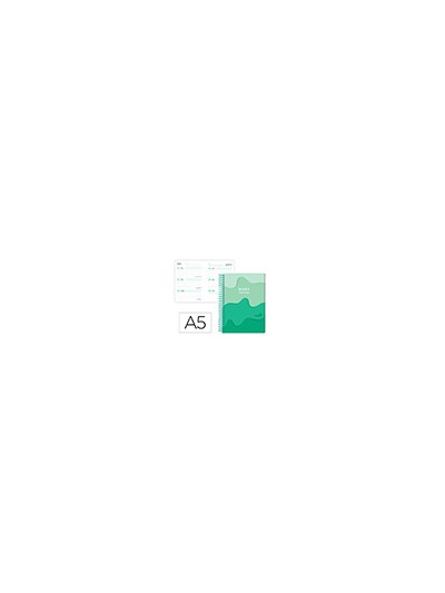 Agenda escolar liderpapel 25-26 espiral melting verde semana vista a5 bilingüe papel fsc 80 gr