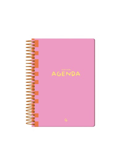 Agenda escolar liderpapel 25-26 espiral classic rosa semana vista a5 bilingüe papel fsc 70 gr
