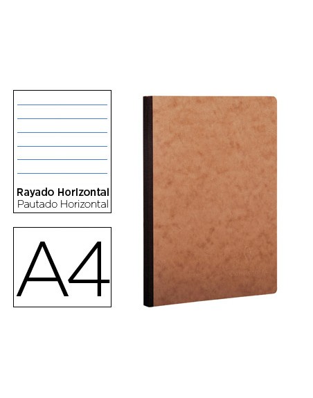 Libreta age-bag tapa cartulina lomo cosido rayado horizontal 96 hojas color havana 210x297 mm
