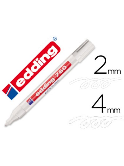 Rotulador edding punta fibra 750 blanco punta redonda 2-4 mm