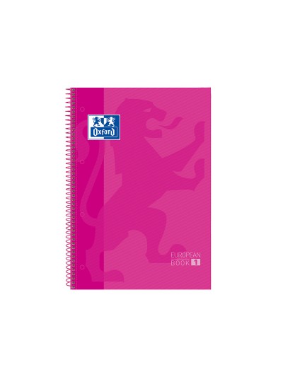 Bloc espiral oxford european book tapa extradura din a4 80 hojas cuadricula 5 mm color rosa