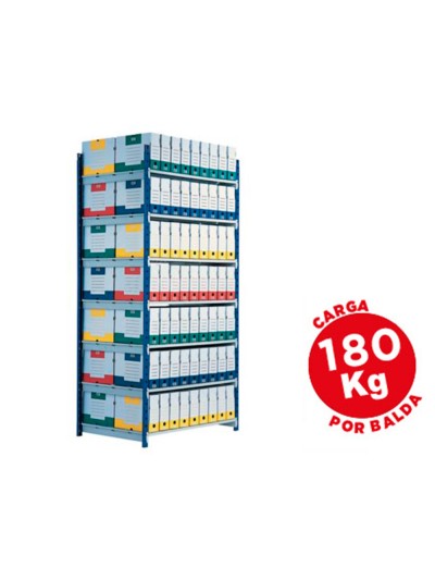 Estanteria paperflow metalica azul 5 estantes guiasmetal ultrarresistentes 180 kgpor estante 200x100x35 cm