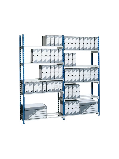 Estanteria paperflow metalica azul 5 estantes guiasmetal ultrarresistentes 180 kgpor estante 200x100x35 cm