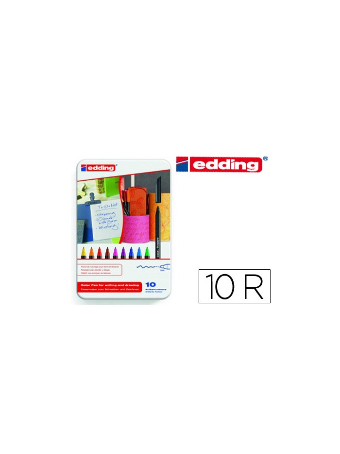 Rotulador edding punta fibra 1200 caja metalica 10 unidades colores surtidos punta redonda 0,5 mm Rotulador edding punta fibra 1200 caja metalica 10 unidades colores surtidos punta redonda 0,5 mm