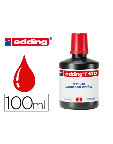 Tinta rotulador edding t-100 rojo bote 100 ml